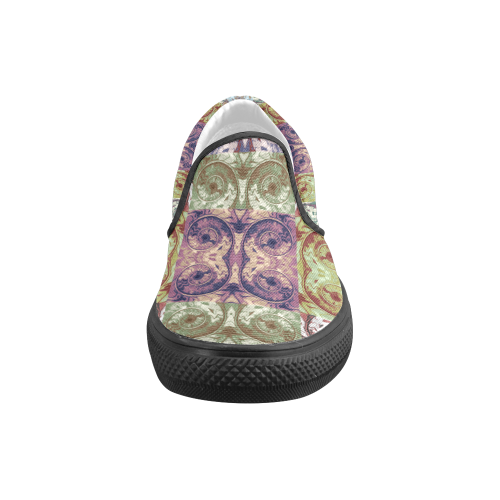 Snails Spirals Mosaic Grunge Pattern Women's Unusual Slip-on Canvas Shoes (Model 019)