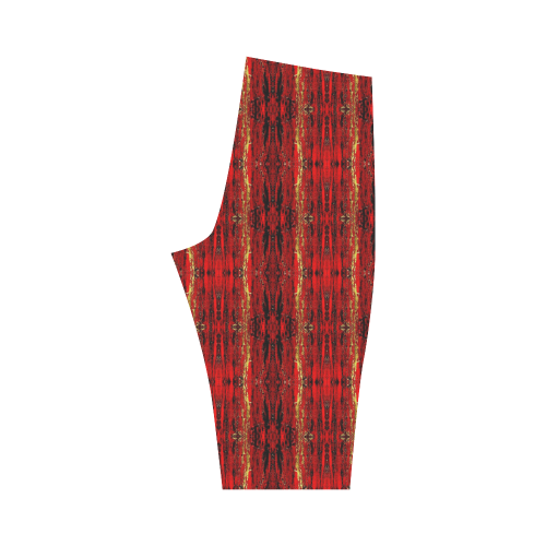 Red Gold, Old Oriental Pattern Hestia Cropped Leggings (Model L03)