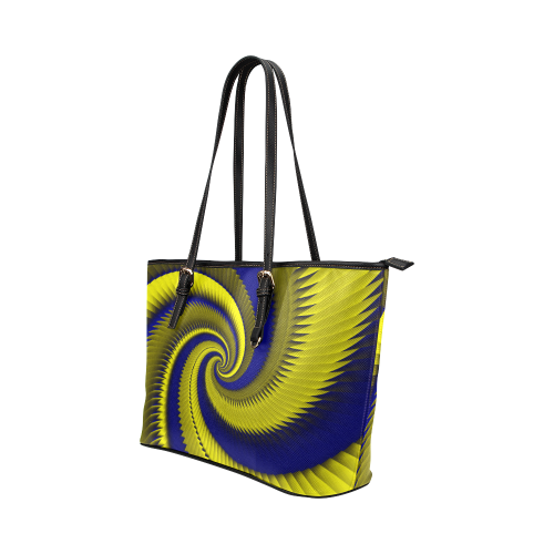 Blue Gold Dragon Scales Spiral Leather Tote Bag/Small (Model 1651)