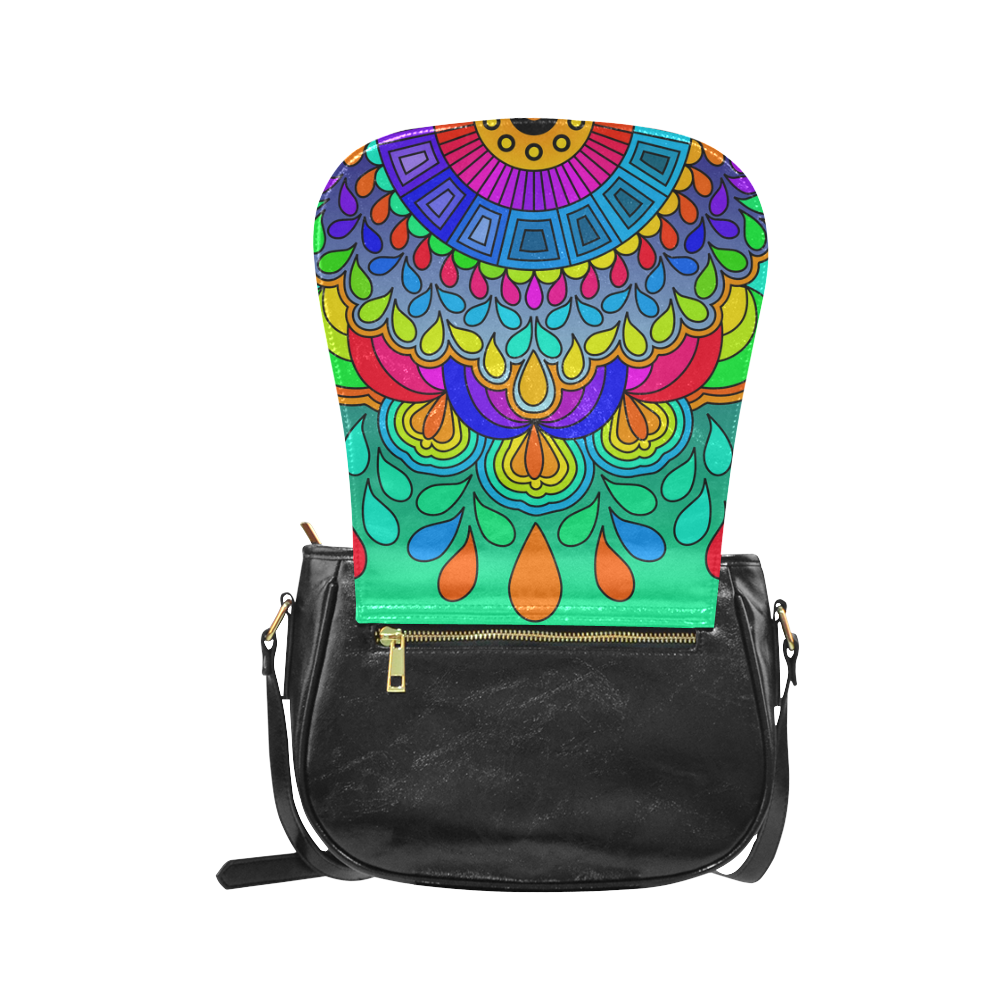 Rainbow Mandala Tangle by ArtformDesigns Classic Saddle Bag/Large (Model 1648)