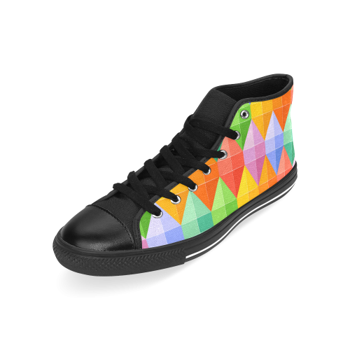 Neon Polydiamond Men’s Classic High Top Canvas Shoes /Large Size (Model 017)