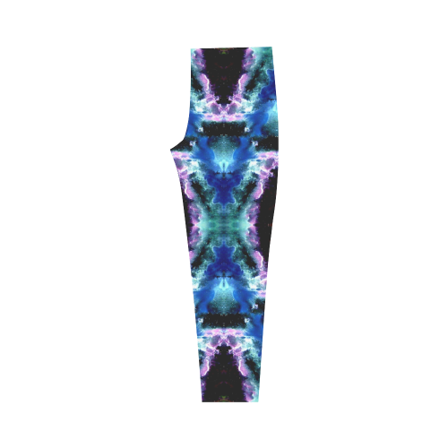 Blue, Light Blue, Metallic Diamond Pattern Capri Legging (Model L02)