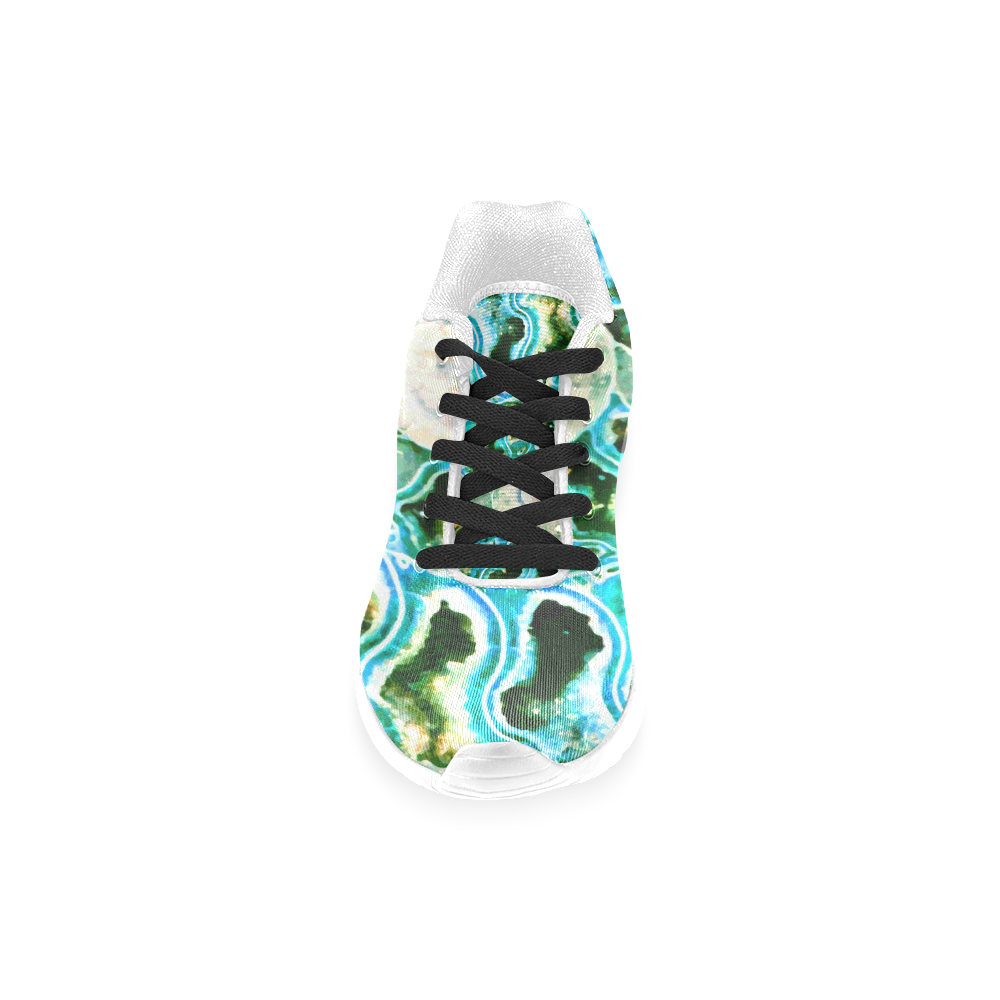 Blue Green Fossil Geode Women’s Running Shoes (Model 020)