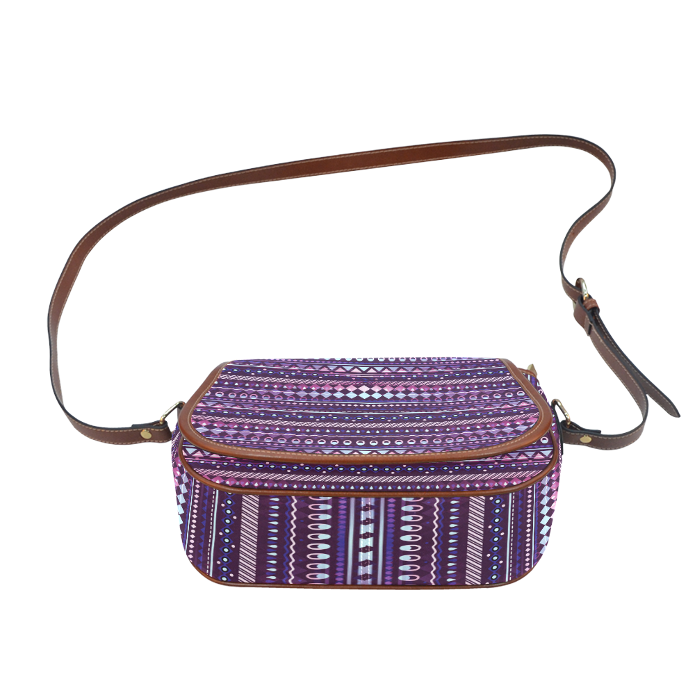 Trippy Tribal Pattern Saddle Bag/Small (Model 1649) Full Customization