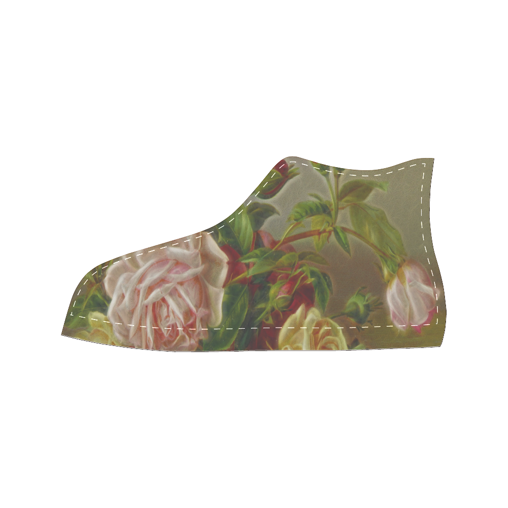 Vintage Roses Women's Classic High Top Canvas Shoes (Model 017)