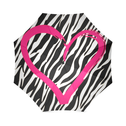 Zebra Heart Foldable Umbrella (Model U01)