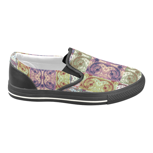 Snails Spirals Mosaic Grunge Pattern Women's Unusual Slip-on Canvas Shoes (Model 019)