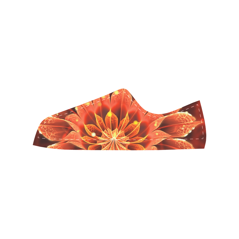 Canvas Shoes for Men - Red Dahlia Fractal Flower with Beautiful Bokeh Men's Classic Canvas Shoes/Large Size (Model 018)