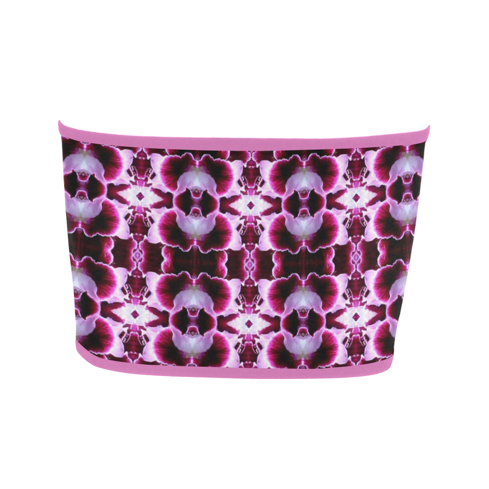 Purple White Flower Abstract Pattern Bandeau Top