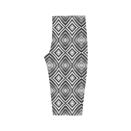 black and white diamond pattern Hestia Cropped Leggings (Model L03)
