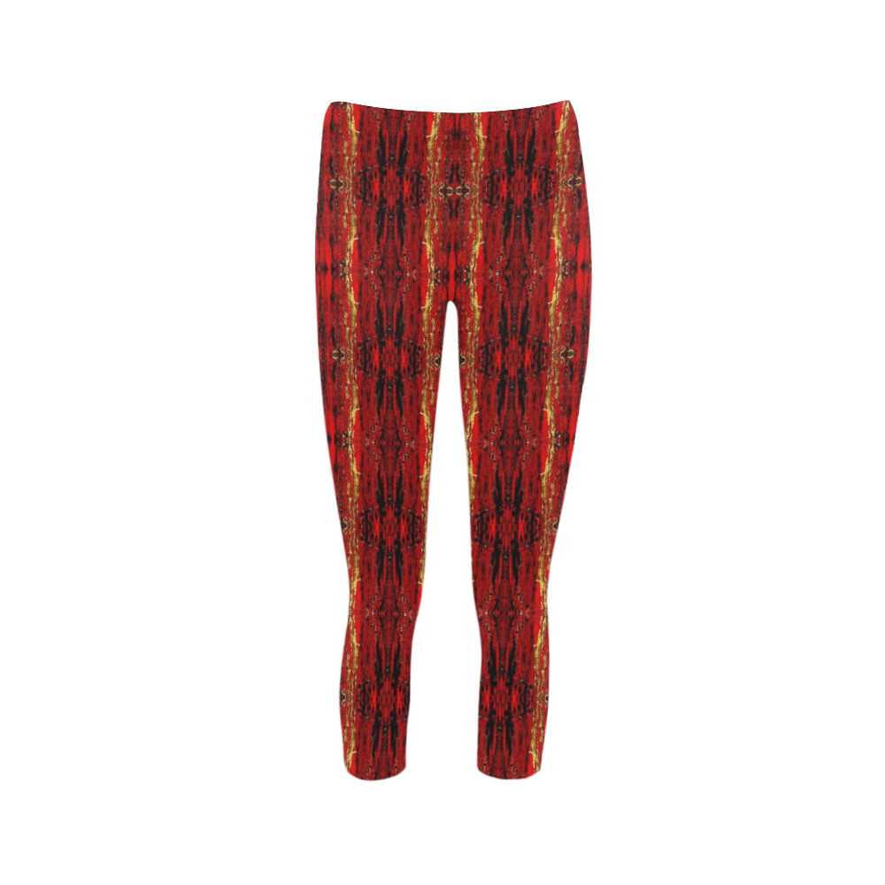 Red Gold, Old Oriental Pattern Capri Legging (Model L02)