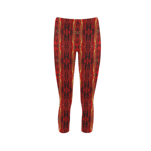 Red Gold, Old Oriental Pattern Capri Legging (Model L02)