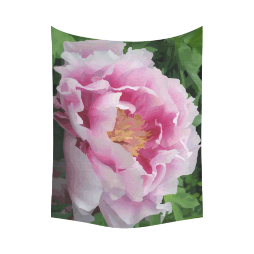 Pink Peony Floral Cotton Linen Wall Tapestry 80"x 60"