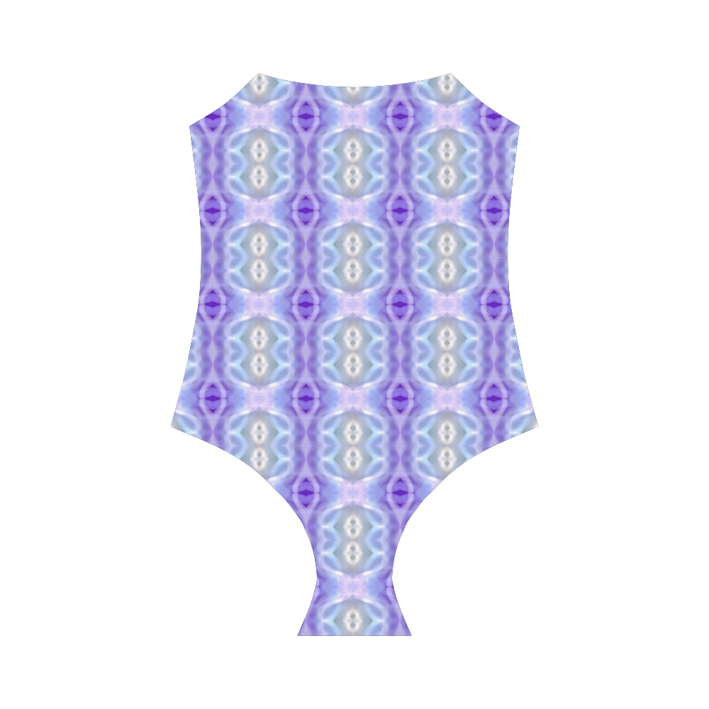 Light Blue Purple White Girly Pattern Strap Swimsuit ( Model S05)