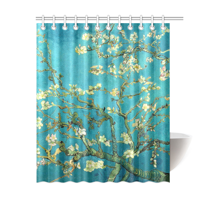 Vincent Van Gogh Blossoming Almond Tree Floral Art Shower Curtain 60"x72"