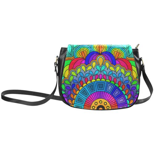 Rainbow Mandala Tangle by ArtformDesigns Classic Saddle Bag/Small (Model 1648)