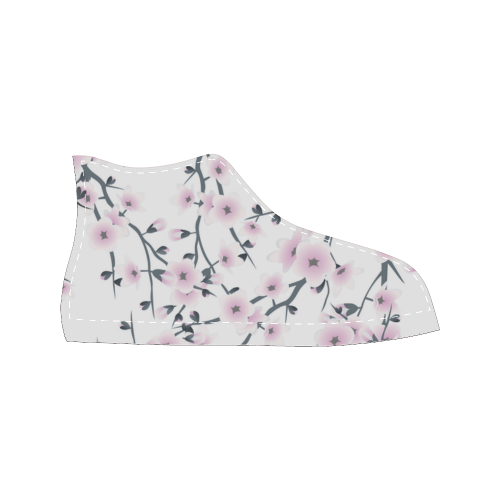 Cherry Blossom Sakura Blue Print Women High Top Canvas Shoes main image 0