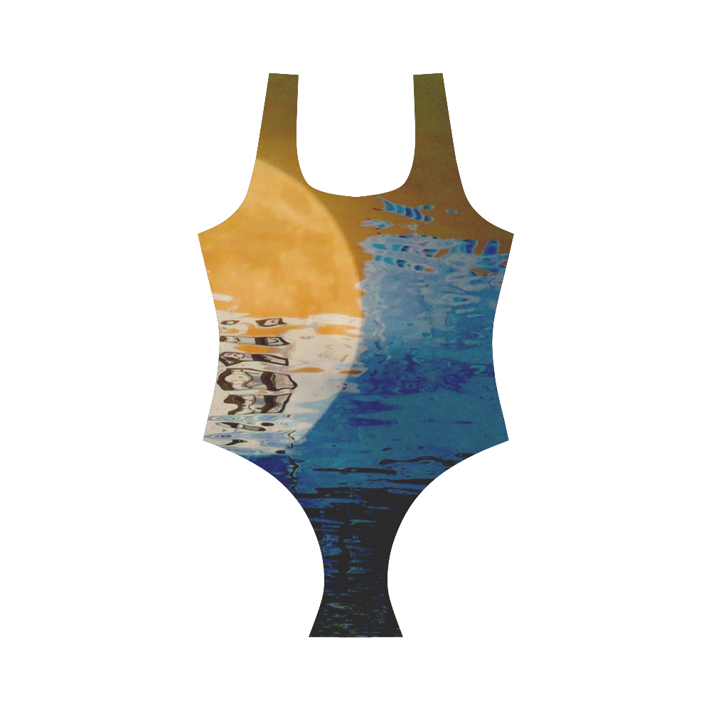 Abstract moon by Martina Webster Vest One Piece Swimsuit (Model S04)