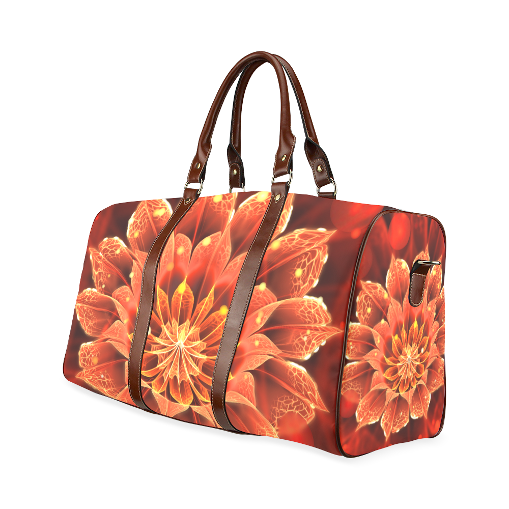 Waterproof Travel Bag - Red Dahlia Fractal Flower with Beautiful Bokeh Waterproof Travel Bag/Large (Model 1639)