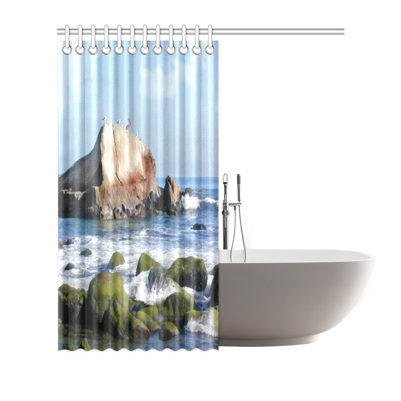 Bird Sentry Rock at Dana Point Harbor Shower Curtain 72"x72"