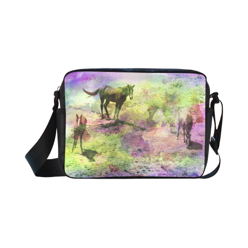 watercolor horses by Martina Webster Classic Cross-body Nylon Bags (Model 1632)