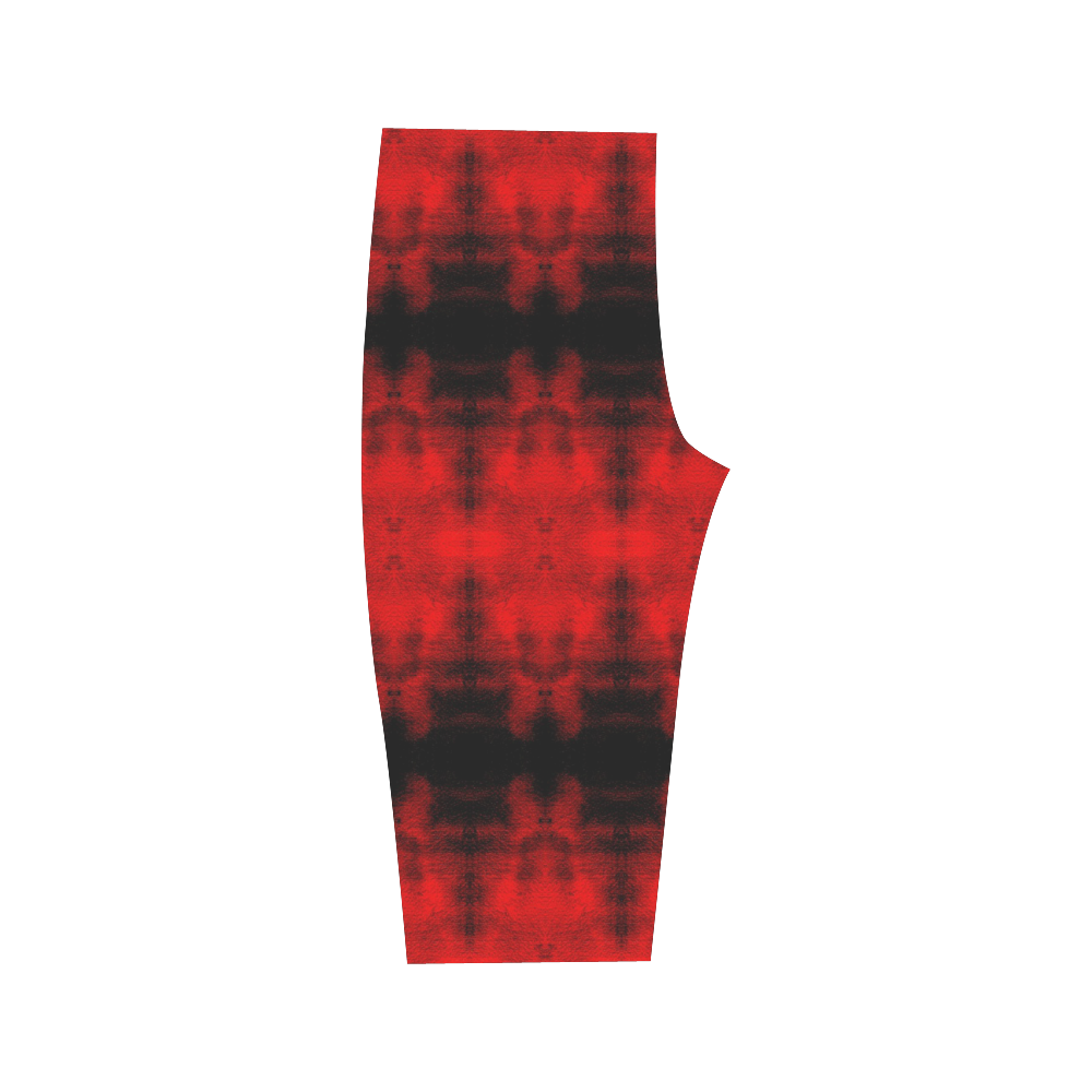 Red Black Gothic Pattern Hestia Cropped Leggings (Model L03)