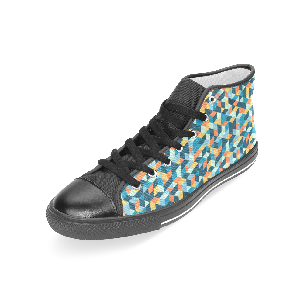 cubes Women's Classic High Top Canvas Shoes (Model 017)