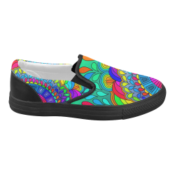 Rainbow Mandala Tangle by ArtformDesigns Women's Slip-on Canvas Shoes (Model 019)