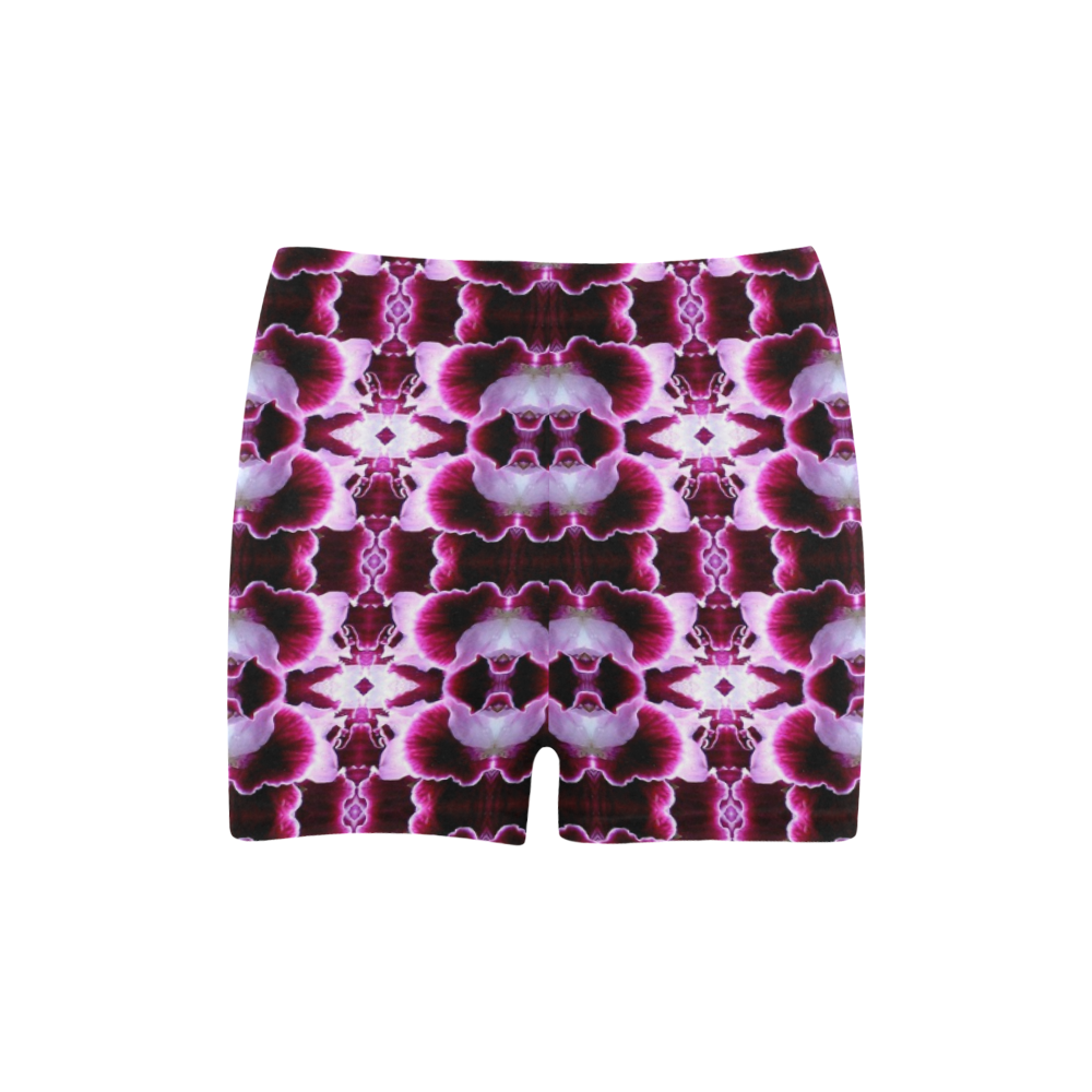 Purple White Flower Abstract Pattern Briseis Skinny Shorts (Model L04)