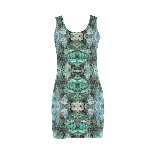 Green Black Gothic Pattern Medea Vest Dress (Model D06)