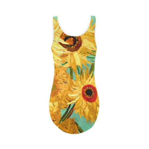Van Gogh Sunflowers Floral Vest One Piece Swimsuit (Model S04)