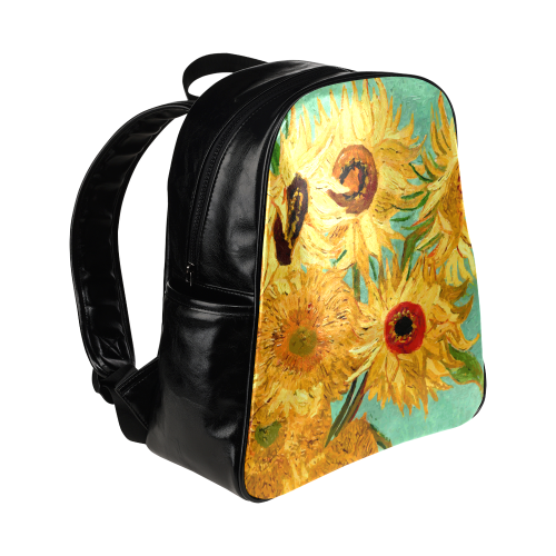 Van Gogh Sunflowers Floral Multi-Pockets Backpack (Model 1636)
