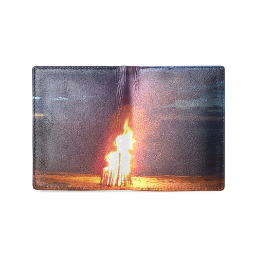 Beach Bonfire Blazing Men's Leather Wallet (Model 1612)