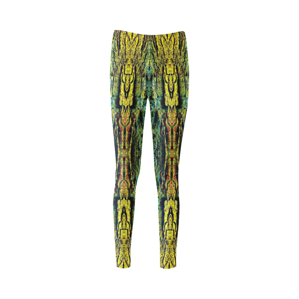Abstract, Yellow Green, Purple, Cassandra Women's Leggings (Model L01)
