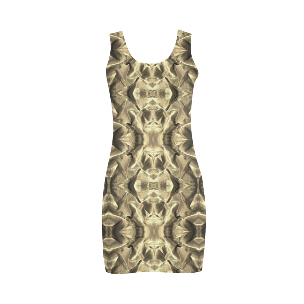 Gold Fabric Pattern Design Medea Vest Dress (Model D06)