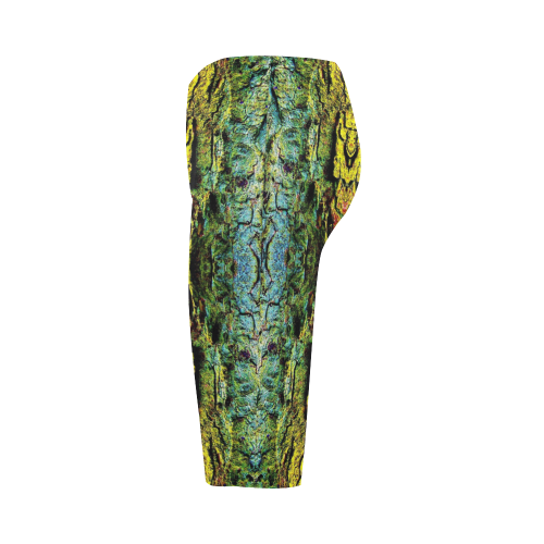 Abstract, Yellow Green, Purple, Hestia Cropped Leggings (Model L03)