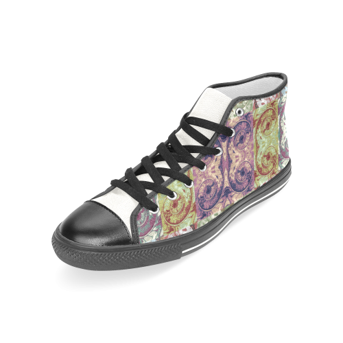 Snails Spirals Mosaic Grunge Pattern Women's Classic High Top Canvas Shoes (Model 017)