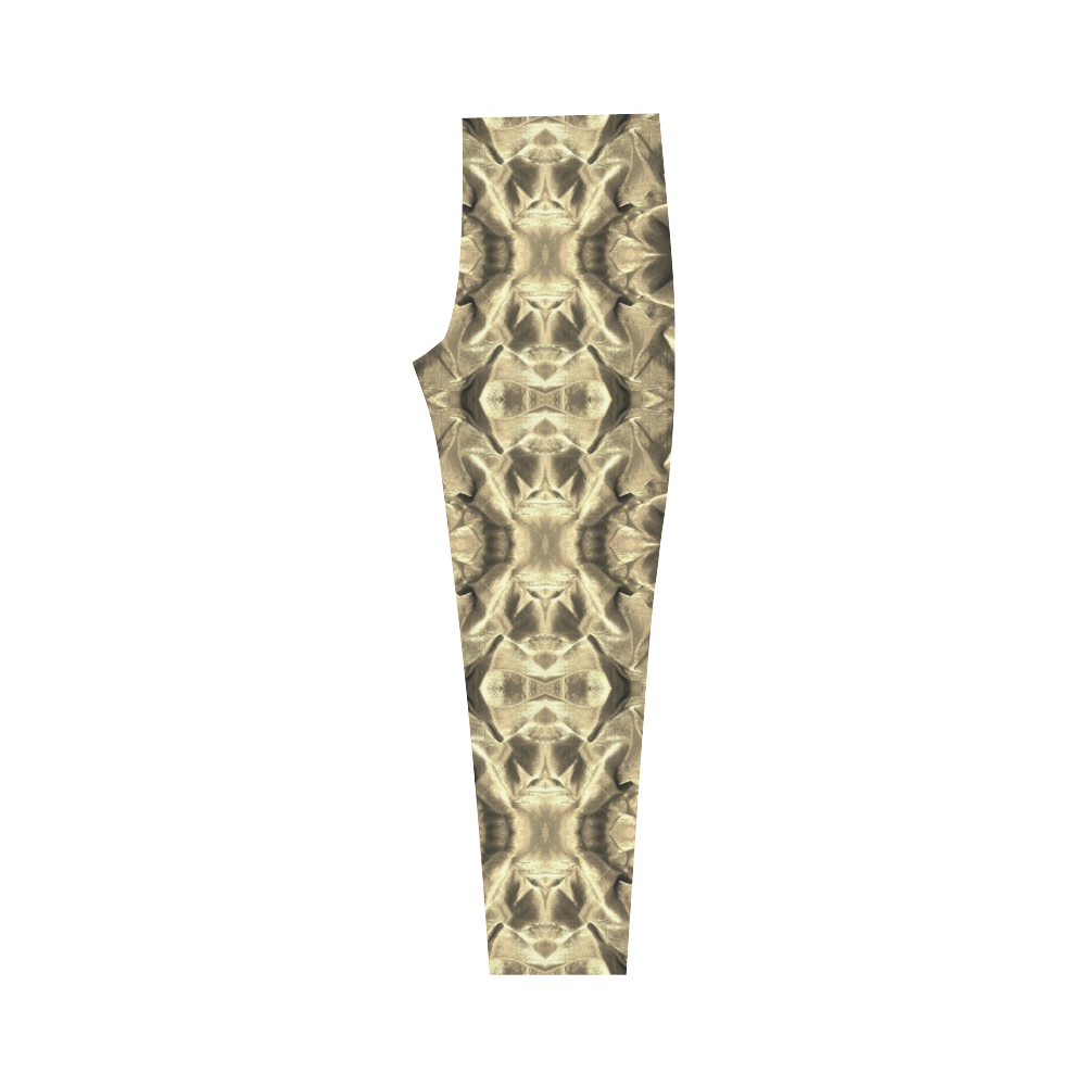 Gold Fabric Pattern Design Capri Legging (Model L02)