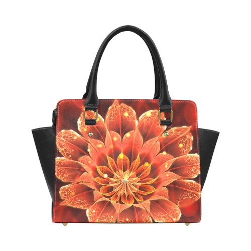Shoulder Handbag - Red Dahlia Fractal Flower with Beautiful Bokeh Classic Shoulder Handbag (Model 1653)