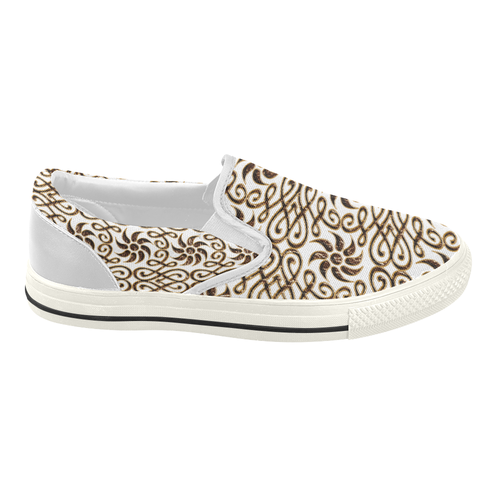 Leather-Look Ornament Women's Slip-on Canvas Shoes (Model 019)