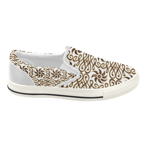 Leather-Look Ornament Women's Slip-on Canvas Shoes (Model 019)