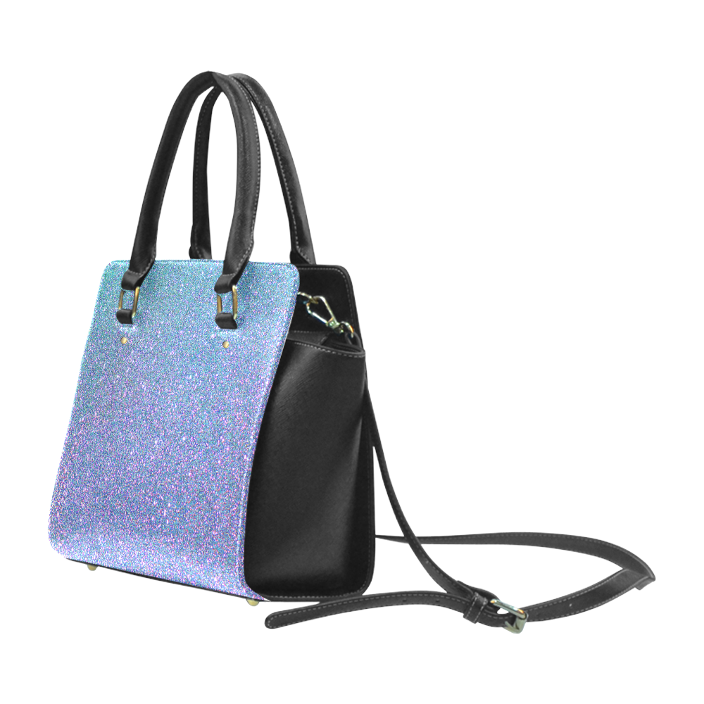 Blue glitter Classic Shoulder Handbag (Model 1653)