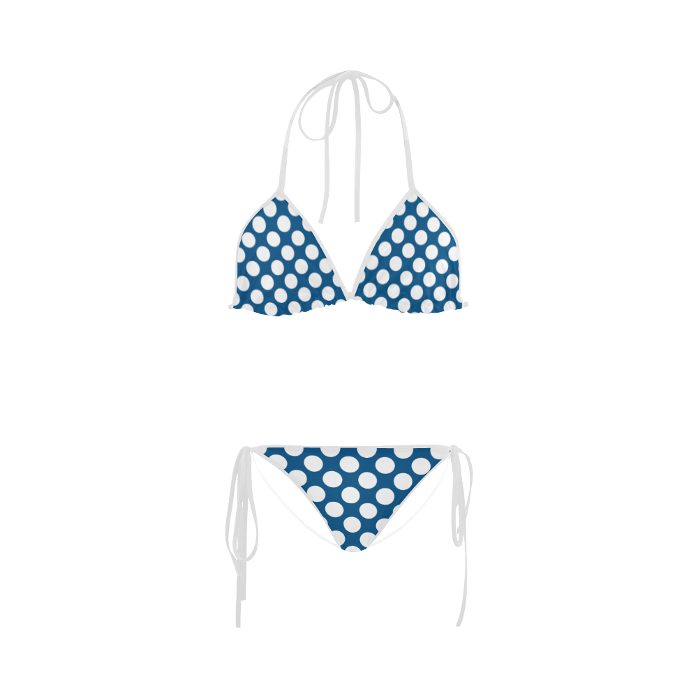 Bikini, White Polka Dots on Blue Custom Bikini Swimsuit
