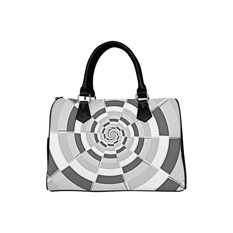 Crazy Dart Black and White Spiral Boston Handbag (Model 1621)