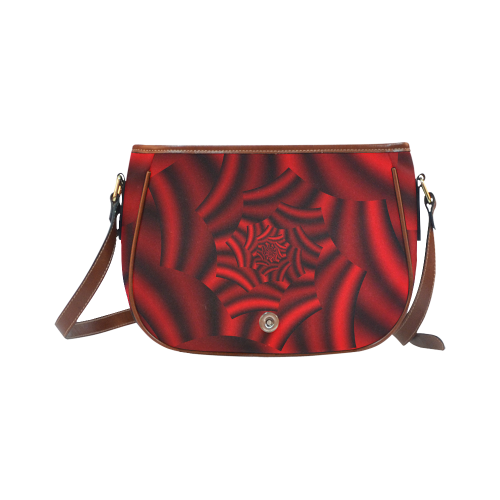 Shimmering  Metallic Red Rose Spiral Saddle Bag/Small (Model 1649) Full Customization