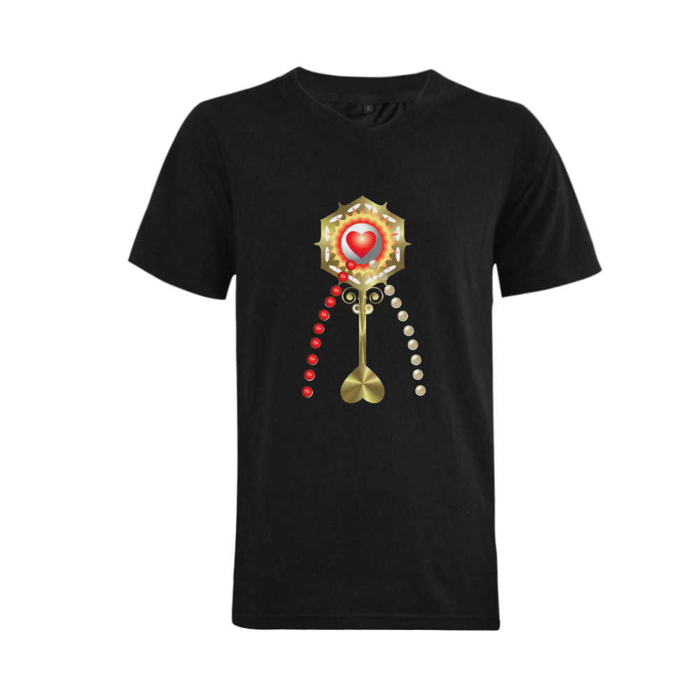 Catholic Holy Communion: Divine Mercy - Black Men's V-Neck T-shirt (USA Size) (Model T10)