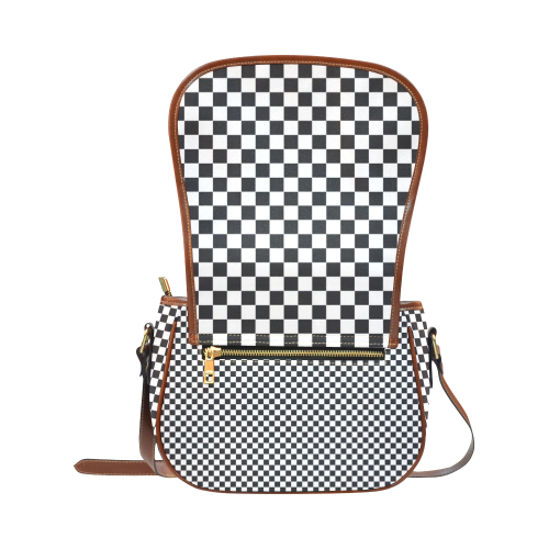 RACING / CHESS SQUARES pattern - black Saddle Bag/Large (Model 1649)