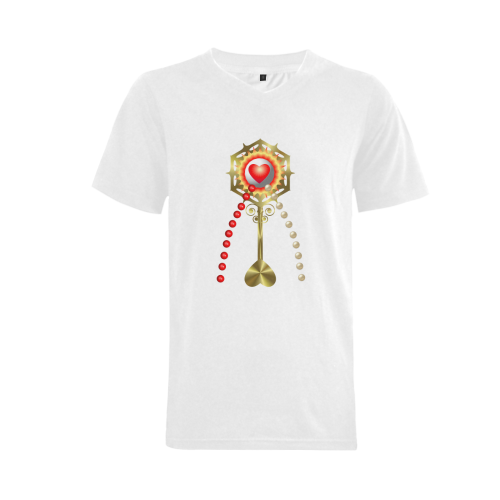 Catholic Holy Communion: Divine Mercy - White Men's V-Neck T-shirt  Big Size(USA Size) (Model T10)