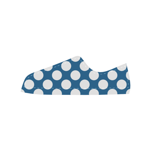 White Polka Dots on Blue Women's Classic Canvas Shoes (Model 018)