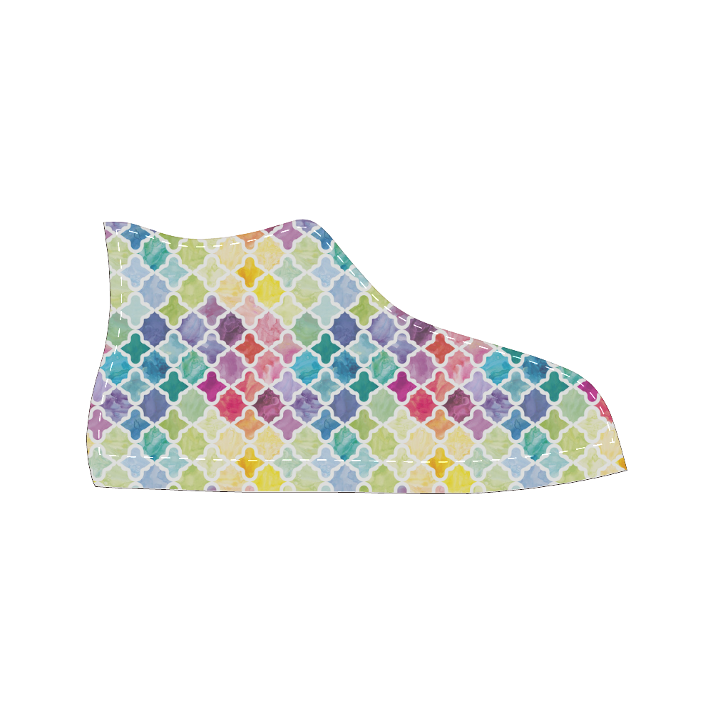 watercolor pattern Women's Classic High Top Canvas Shoes (Model 017)